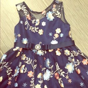 Navy Floral Girls Dress